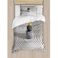 thumbnail image 1 of Spa Duvet Cover Set, 3 Hot Massage Stones in the Middle of the White Sand Shaped Waves Art, Decorative 2 Piece Bedding Set with 1 Pillow Shams, Twin Size, Grey and Yellow, by Ambesonne, 1 of 3