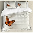 thumbnail image 1 of Spa Duvet Cover Set, Plain Pattern with Butterfly and Rocks Wellness Purity Healing Serenity Bohemian, Decorative 3 Piece Bedding Set with 2 Pillow Shams, Calking Size, White Orange, by Ambesonne, 1 of 3