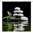 thumbnail image 1 of Spa Extra Long Shower Curtain, Water Stone Leaf Garden Japanese Asian Nature Black White Green Bathroom Home Curtain Decor with Hooks,72" Wx84 H, 1 of 6