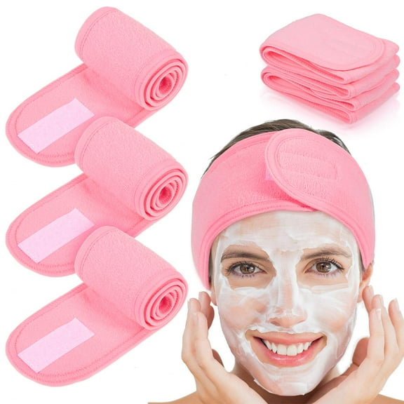 Spa Facial Headband Minzimin 3 Packs Head Wrap Terry Cloth Headband Adjustable Stretch Towel for Bath, Makeup and Sport