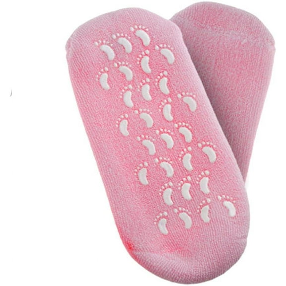 Spa Gel Socks for Soften Cracked Skin Moisturising Feet Care Exfoliating Dry Heel Booties Pedicure - Pink