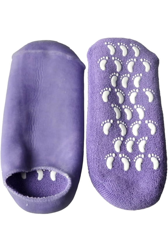 Spa Gel Socks for Soften Cracked Skin Moisturising Feet Care Exfoliating Dry Heel Booties Pedicure - Purple
