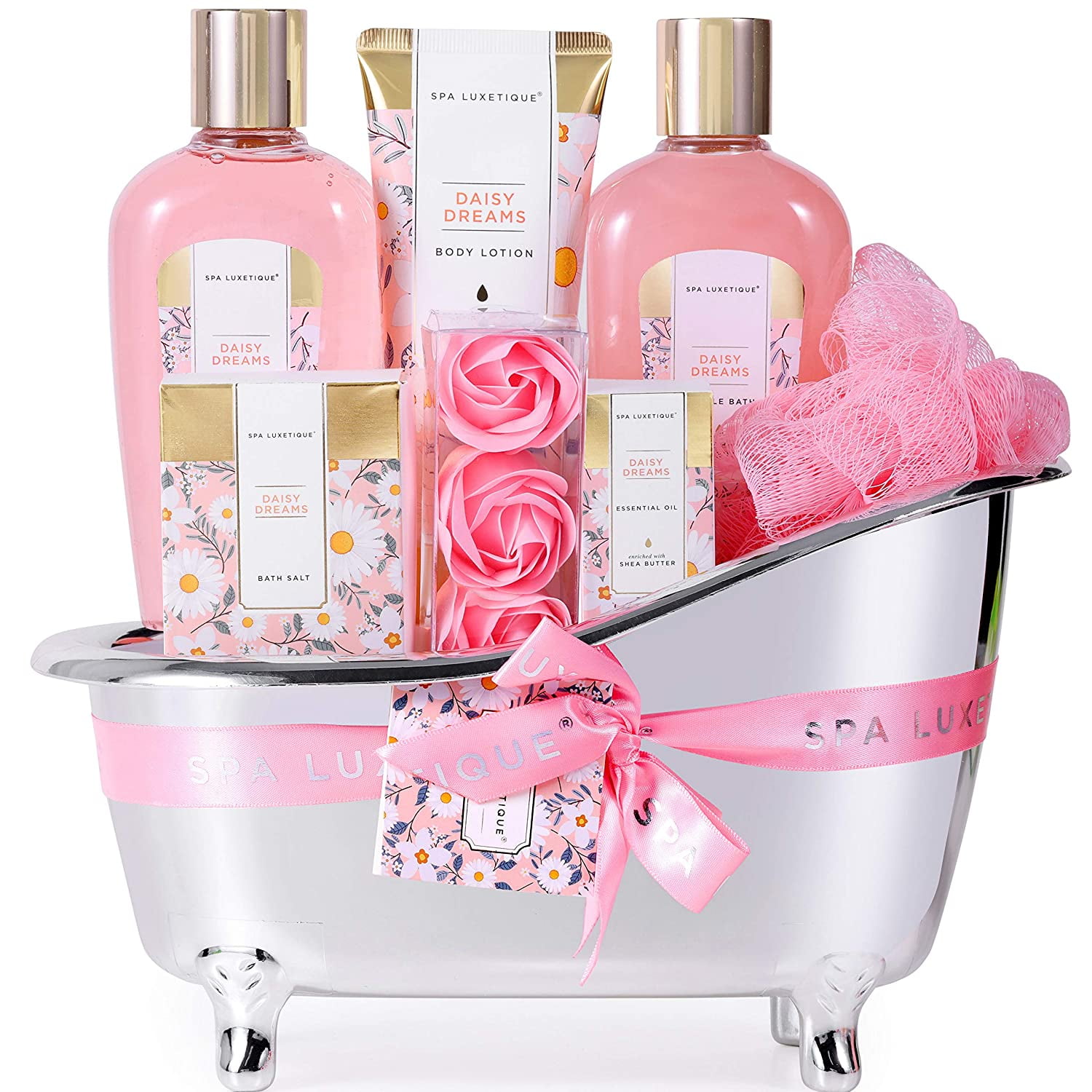 Spa Gift Basket for Women, 8 Pcs Daisy Body Bath Gift Sets, Beauty Holiday Birthday Gifts for ...