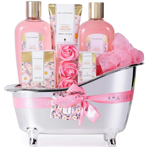 Spa Gift Basket for Women, 8 Pcs Daisy Body Bath Gift Sets, Beauty Holiday Birthday Mothers Day Gifts for Mom
