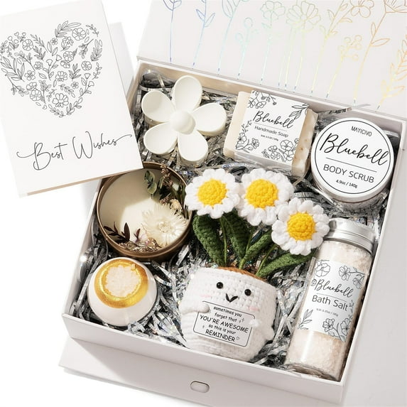 Spa Gift Baskets for Women, Bluebell Relaxing Spa Bath Gifts Sets Home Self Care Kit Care Package Thank You Christmas Birthday Gifts for Mom Wife Friends Sisters Her