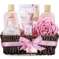 thumbnail image 1 of Spa Gift Baskets for Women Valentine's Day, 10 Pcs Cherry Blossom Bath Sets, Luxury Birthday Body Care Gift Sets for Her, 1 of 10