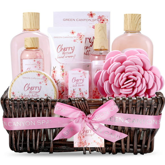 Spa Gift Baskets for Women, 10 Pcs Cherry Blossom Bath and Body sets, Luxury Birthday Day Body Care Gift Sets for Her