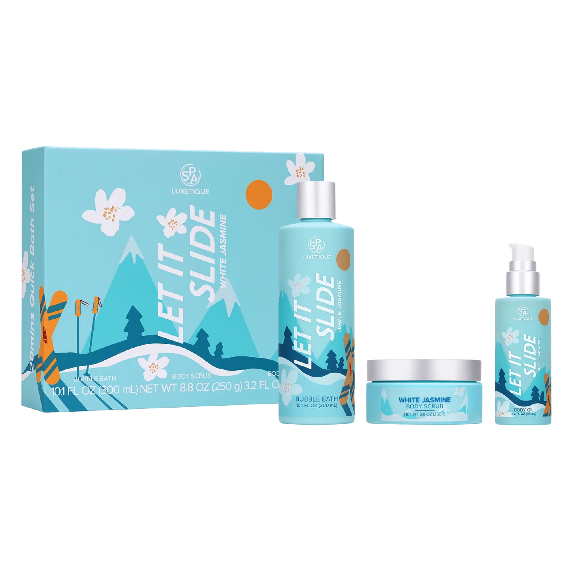 Spa Gift Box for Women, Jasmine Bath Set with Shower Gel, Body Cream
