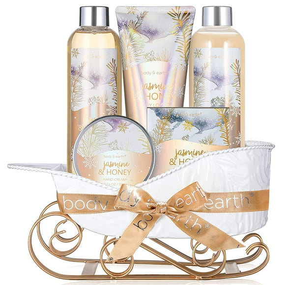 Spa Gift Sets for Women, Jasmine & Honey Christmas Bath Body Care Set, Beauty Holiday Gift Baskets