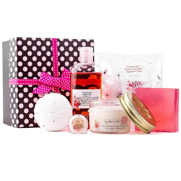 Spa Gift Set for Women Organic Home Spa Bath Basket with Natural Oils and Epsom Salt Handmade in USA by Relaxcation