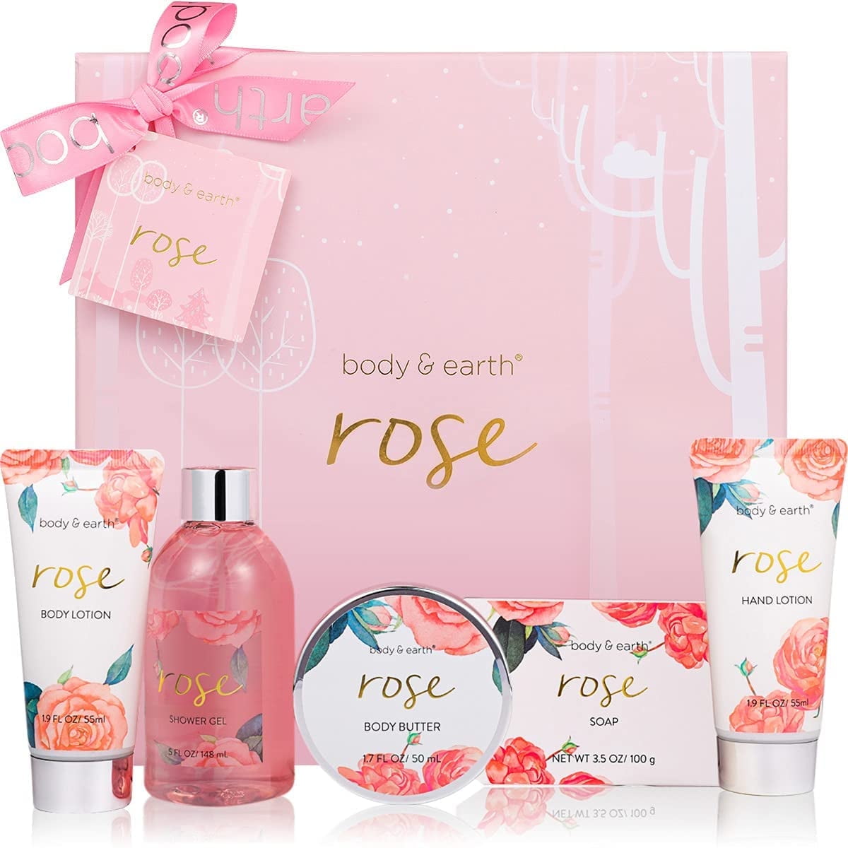Home Spa Rose Bath & Body Gift Set for Women -