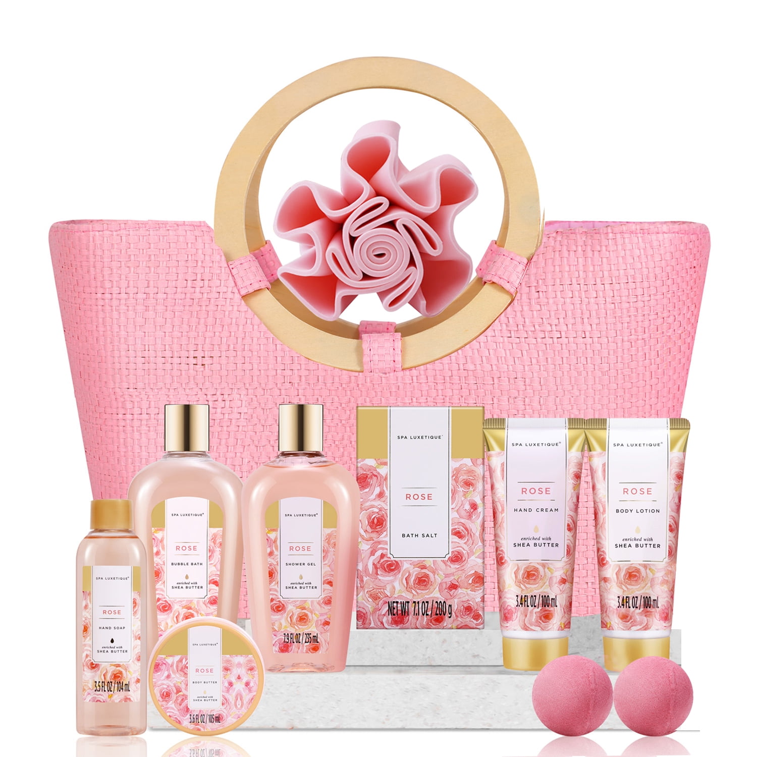 Spa Gift Sets for Women - Rose Bath Body Care Gift Baskets, 10 Pcs Relaxing Spa Kits Birthday Holiday Christmas Gifts for Her