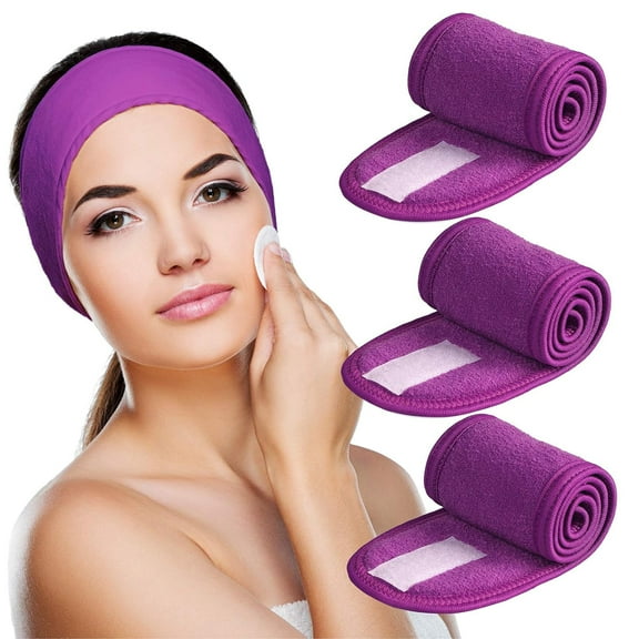Spa Headband 3 Pack Ultra Soft Adjustable Face Wash Headband Terry Cloth Stretch Make Up Wrap for Face Washing, Shower, Facial Mask, Yoga Minzimin Spa Headband 3 Pack Ultra Soft Adjustable Face Wash