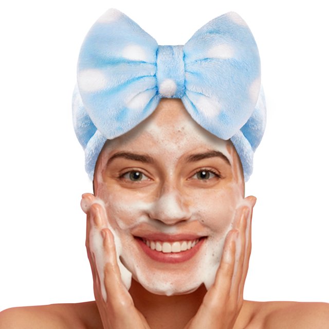 Spa Headband, Bowknot Elastic Hair Band for Women Makeup&Face Washing