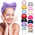 thumbnail image 1 of Spa Headband, Soft Makeup Headband with Cute Bow Elastic Face Wash Hairband for Skincare Facial Mask Showers Beige, 1 of 3