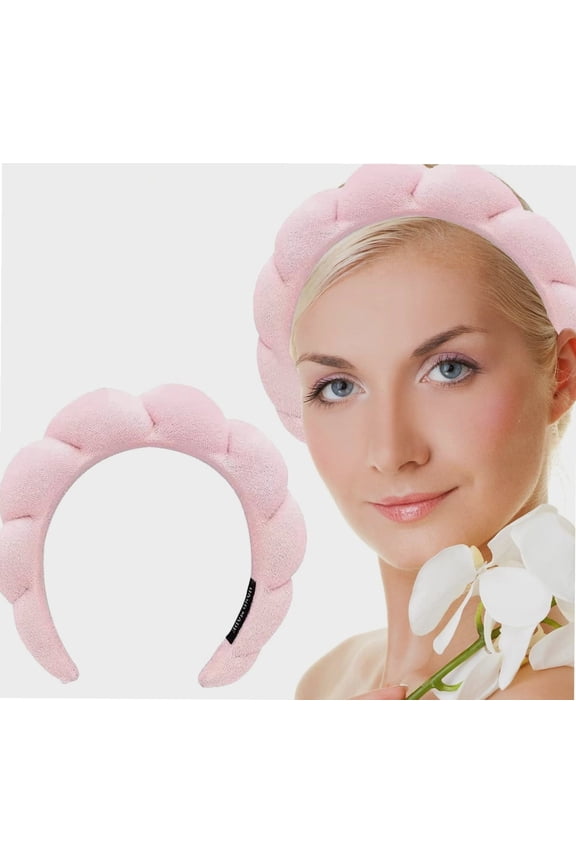 Spa Headband,Spa Headbands for Women,Puffy Headband,Puffy Spa Headband,Sponge Headband,Pink Spa Headband,Sponge Makeup Headband,for Skincare,Yoga,Face Washing,Makeup Removal