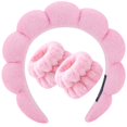 thumbnail image 1 of Spa Headband for Washing Face Wristband Sponge Makeup Skincare Headband Terry Cloth Bubble Soft Get Ready Hairband for Women Girl Puffy Padded Headwear Non Slip Thick Hair Accessory(Pink), 1 of 18