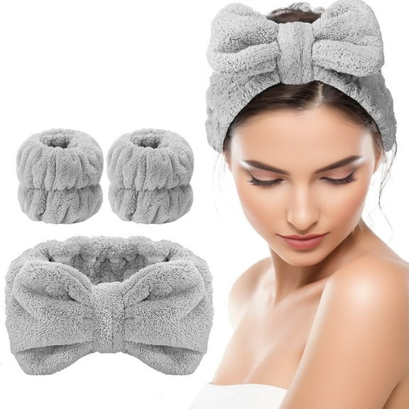 Spa Headband Wristband Set, Face Washing Headband for Women, Soft Microfiber Makeup Skincare Hair Wrap, Facial Mask Shower Accessories, Gifts for Teen Girls