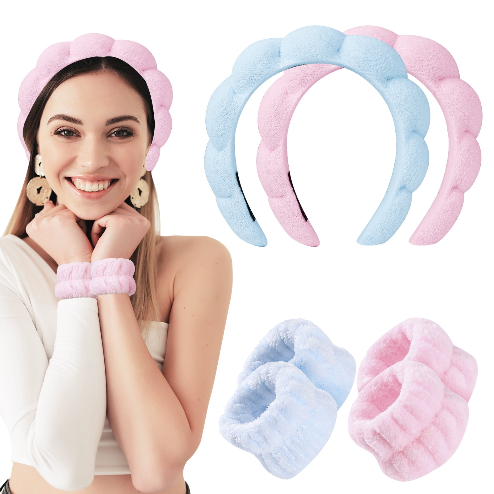 Spa Headband and Wristband Set, Skincare Hair Bands Accessories & Wrist