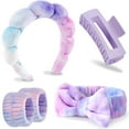 thumbnail image 1 of Spa Headband Wristband Set with Hair Clips – Puffy Makeup Headband for Women, Face Washing, Facial Mask, Shower Accessories, Gifts for Teen Girls, 1 of 8