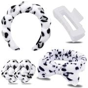 Spa Headband Wristband Set with Hair Clips – Puffy Makeup Headband for Women, Face Washing, Facial Mask, Shower Accessories, Gifts for Teen Girls