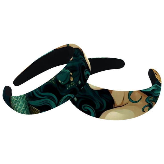 Spa Headband for Washing Face Makeup Headband Bubble Soft Hairband for Women Girl Puffy Padded Head-wear Thick Hair Accessory, Mermaid