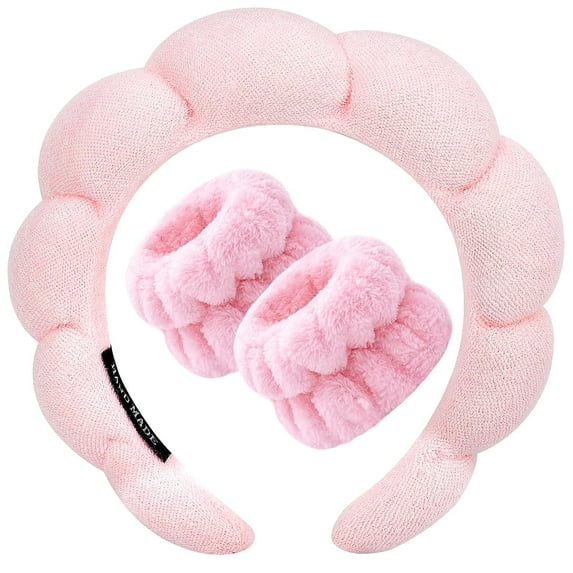 Spa Headband for Washing Face Wristband Set Sponge Skincare,Terry Cloth Headband for Women Girl
