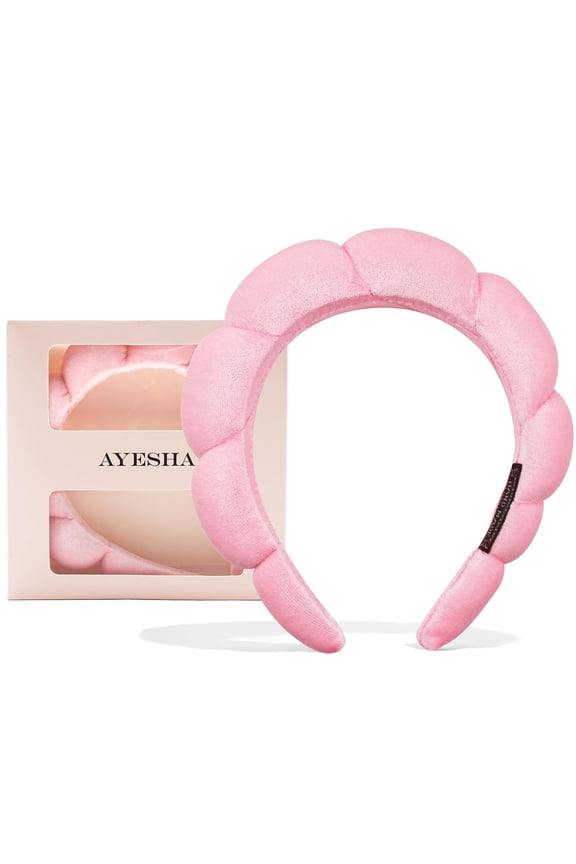 Spa Headband for Women Sponge Washing Face Clouds Soft Hairband Skincare Makeup Headbands Girls Shower (Pink)