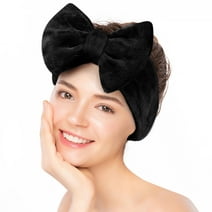 Spa Headbands, Elastic Hair Band for Headband Bowknot for Makeup Showers and Face Washing (Black）