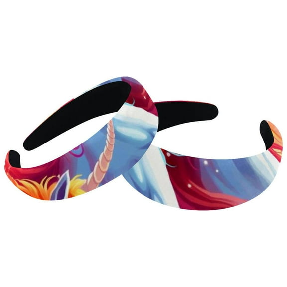 Spa Headbands for Women Ladies- Puffy Makeup Headband Rainbow Unicorn Hair Bands for Washing Face