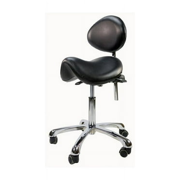 Spa Luxe Black Rolling Saddle Stool with Back Support by Massage Tools