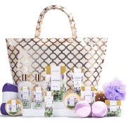 Spa Luxetique Bath Gift Sets for Women, 15 Pcs Lavender Spa Baskets for Her, Relaxing Birthday Holiday Mothers Day Gifts for Mom