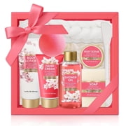 Spa Luxetique Bath Gift Sets for Women, 8 Pcs Cherry Blossom Self Body Care Birthday Gifts for Mom, Relaxing Gift Baskets for Her
