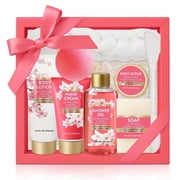 Spa Luxetique Bath Gift Sets for Women, 8 Pcs Cherry Blossom Self Body Care Birthday Gifts for Mom, Relaxing Gift Baskets for Her
