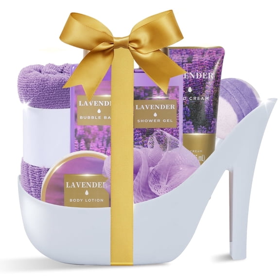 Spa Luxetique Bath and Body Gift Sets for Women, Lavender Gift Baskets Set Mothers Day Gifts for Mom, Her, 8 Pcs