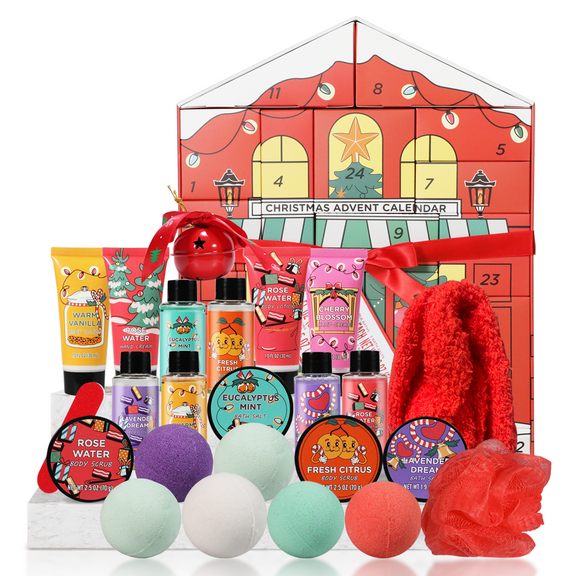 Spa Luxetique Valentine's Day Advent Calendar 2025, Gift Baskets Bath and Body Sets for Women