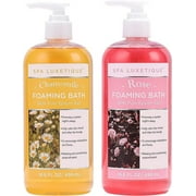 Spa Luxetique Foaming Bubble Bath for Women with Pure Epsom Salt, Bath Sets Rose and Chamomile Scent, Moisturizing and Relaxing Birthday Mothers Day Gifts for Her, 33.2 oz (2 Pack)