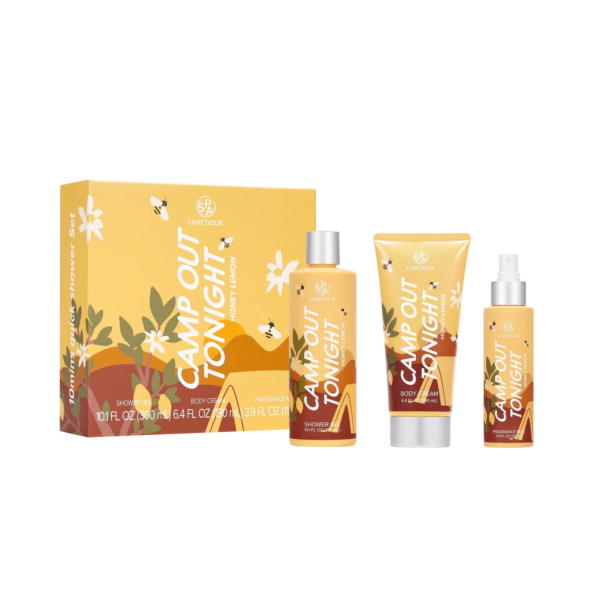 Spa Luxetique Gift Box for Women With 3 Pcs Honey Lemon Bath Set Body