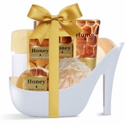 Spa Luxetique Bath Sets for Women Gift Ideas - 8 PCS Honey Scent Relaxing Beauty Birthday Gift Baskets for Her, Self Body Care Pampering Kits