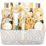 Spa Luxetique Gift Sets for Women Relaxing - 12 Pcs Vanilla Luxury Bath Baskets, Birthday Mothers Day Gifts for Mom