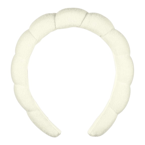 Spa Makeup and Face Washing Headband, Ultra-Absorbent Microfiber Skincare Headband, Soft Terry Cloth, No-Pull Band Gentle on Hair and Head, Bubble Design, Ivory