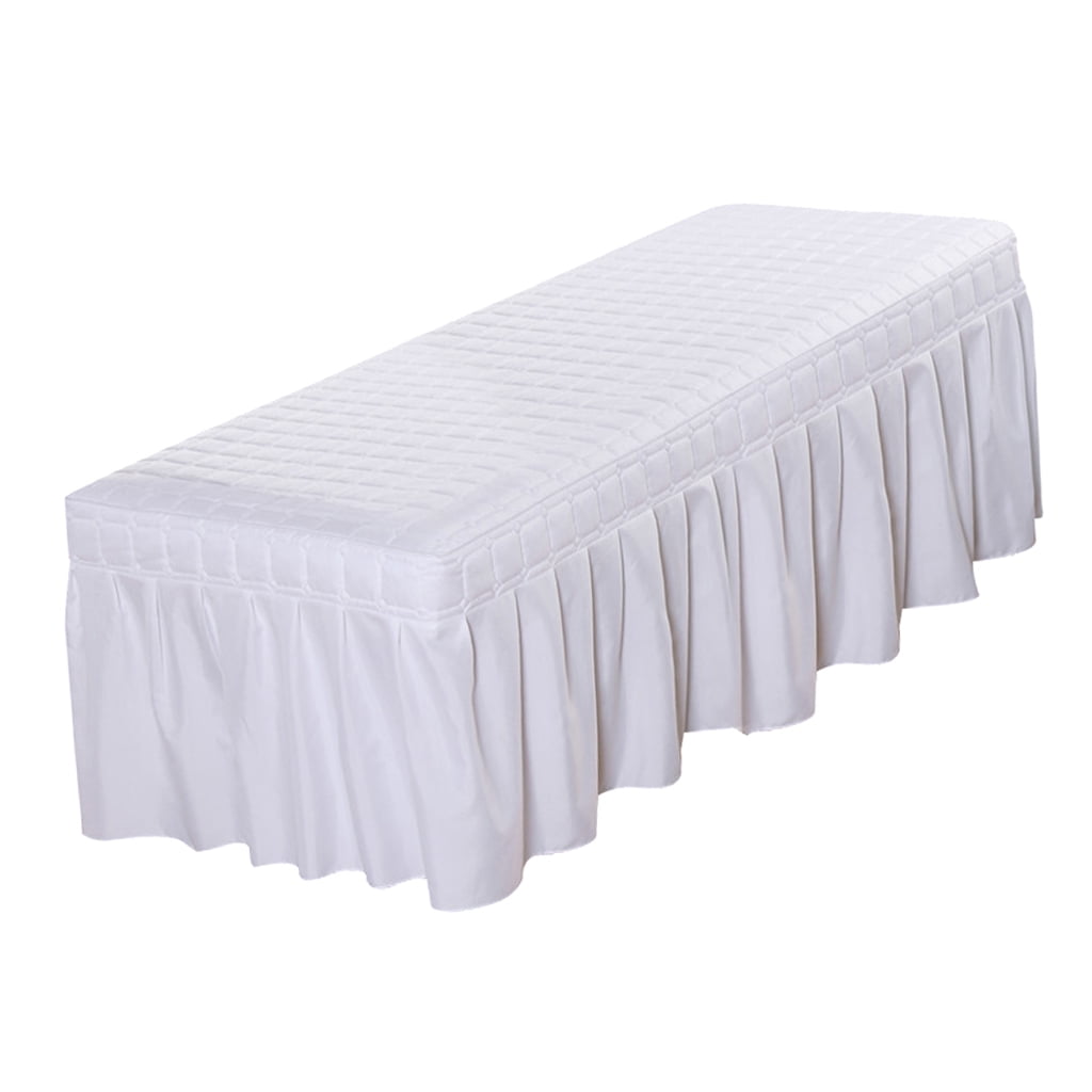 Spa Massage Table Cover Sheet with Bedskirts Beauty Bed Skirt White