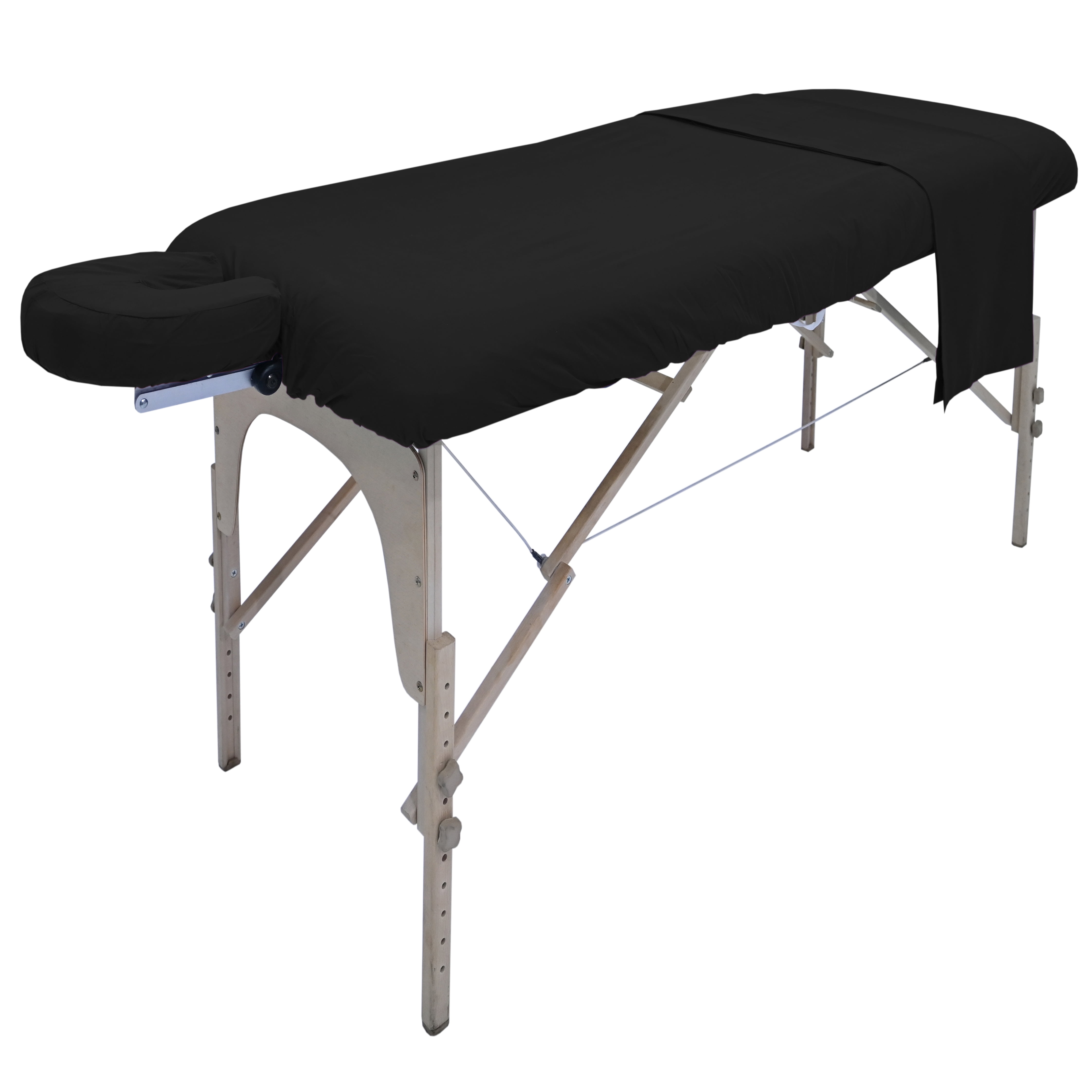 Spa Massage Table Poly Cotton Sheets 3 Pieces Full Set Resistant to Wrinkling, Black