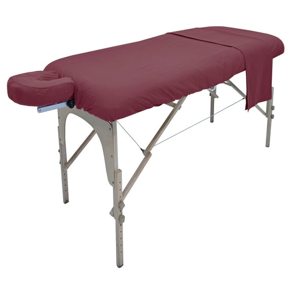 Spa Massage Table Poly Cotton Sheets 3 Pieces Full Set Resistant to Wrinkling, Burgundy