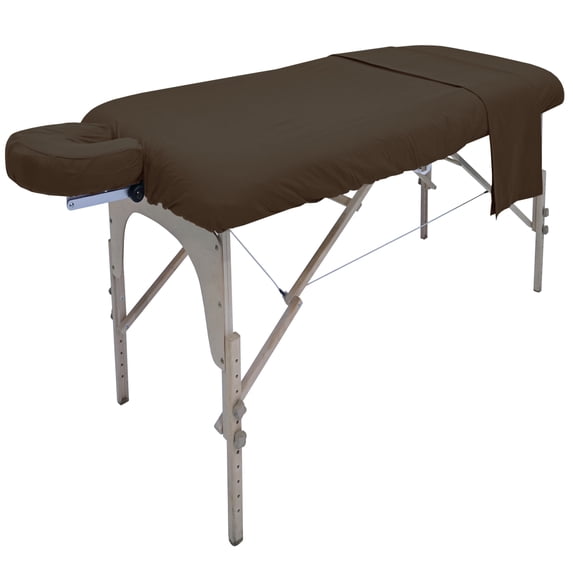 Spa Massage Table Poly Cotton Sheets 3 Pieces Full Set Resistant to Wrinkling, Chocolate