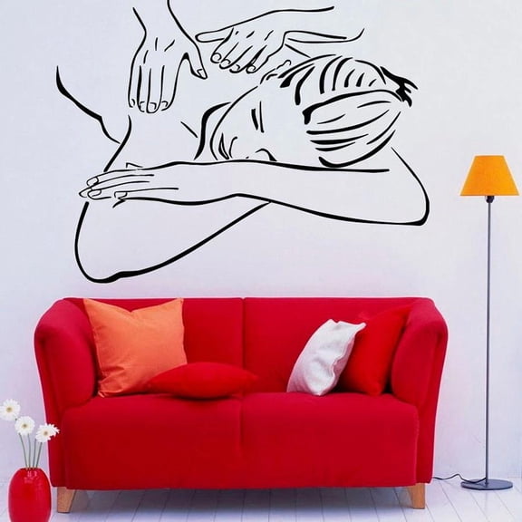 Spa Massage Wall Decal Woman Body Nursing Beauty Salon Interior Decor Door Window Vinyl Stickers Girl Relax Art Wallpaper 42x31cm
