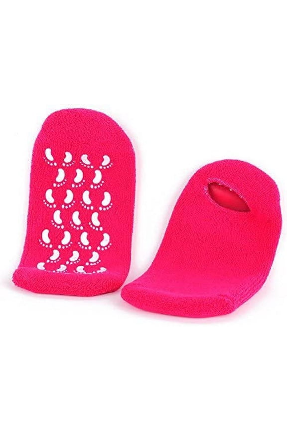 Spa Moisturizing Gel Socks For Dry Feet And Ankles - Helps Repair Cracked Skin And Softens Feet (Dark Pink)
