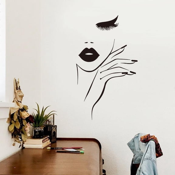 Spa Nail Manicure Hair Salon Wall Sticker Fashion Woman Eyelash Studio Wall Decal Vinyl Home Window Decor Removable 42x25cm