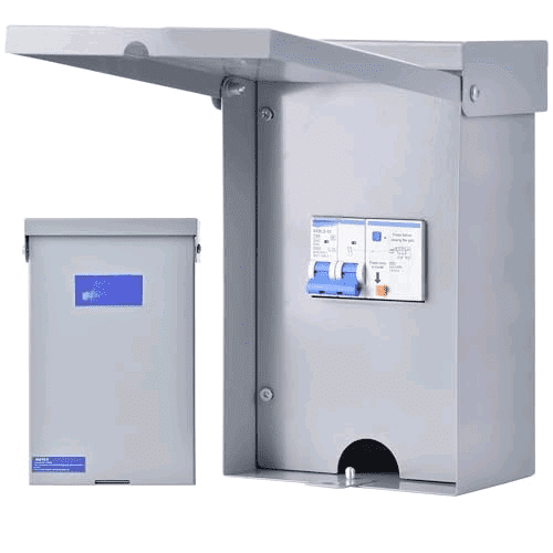 Spa Panel, 50 Amp GFCI Breaker Box, Enlarged IP65 Waterproof Enclosure for Easy Wiring, Galvanized Steel, for Indoor/Outdoor Use, 3-Wire (1 Hot,1 Neutral,1 Ground)$$Garden & Patio