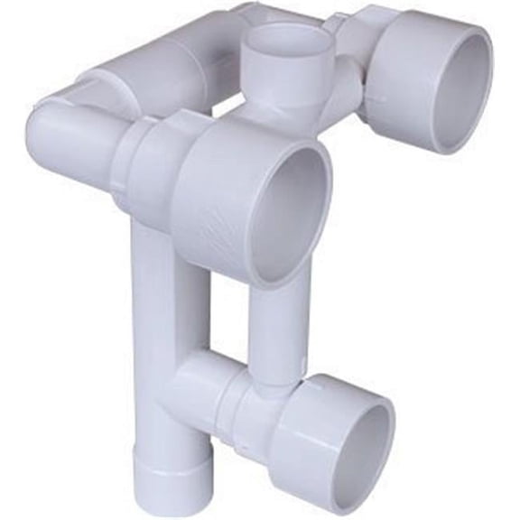 Spa Parts Jet Manifold Assembly 2 in. Spg Water x 1.5 in. Slip Air, 9 in. Deep Seat 3-Jet Manifold System